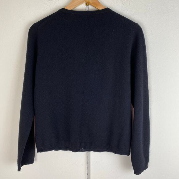 Lord & Taylor 100% Cashmere Cardigan Size M Black Sweater Old Money *repaired - Picture 6 of 11